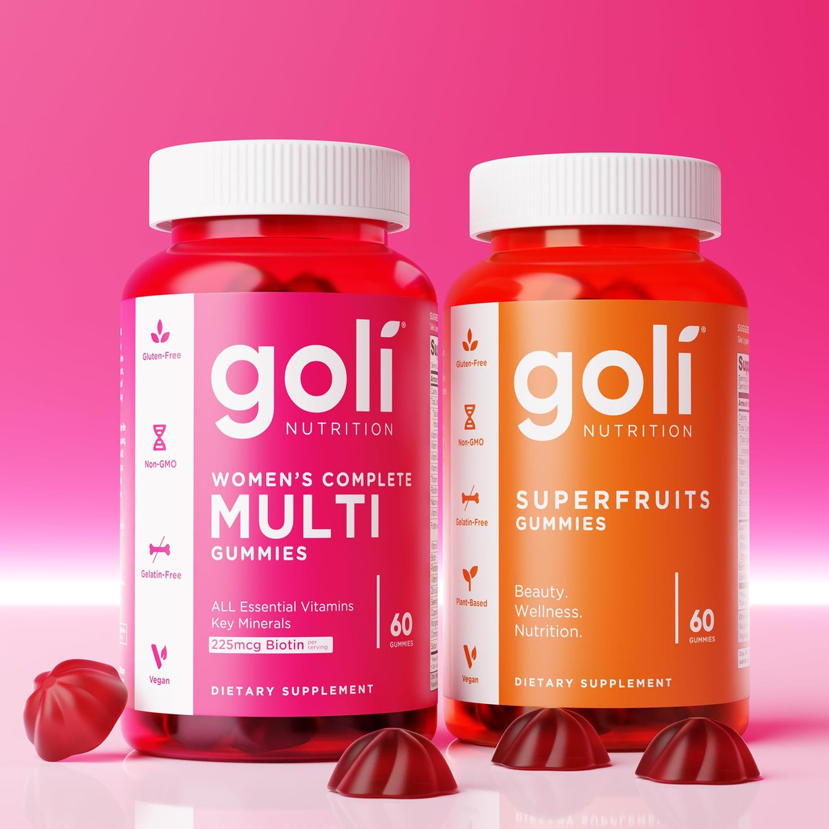 Goli Superfruits Beauty Gummies mit Bambus-Silizium – Vitamine A, C, E, Zink – Kollagen-Unterstützung mit Superfrucht-Mischung – Vegan, Non-GMO, Glutenfrei