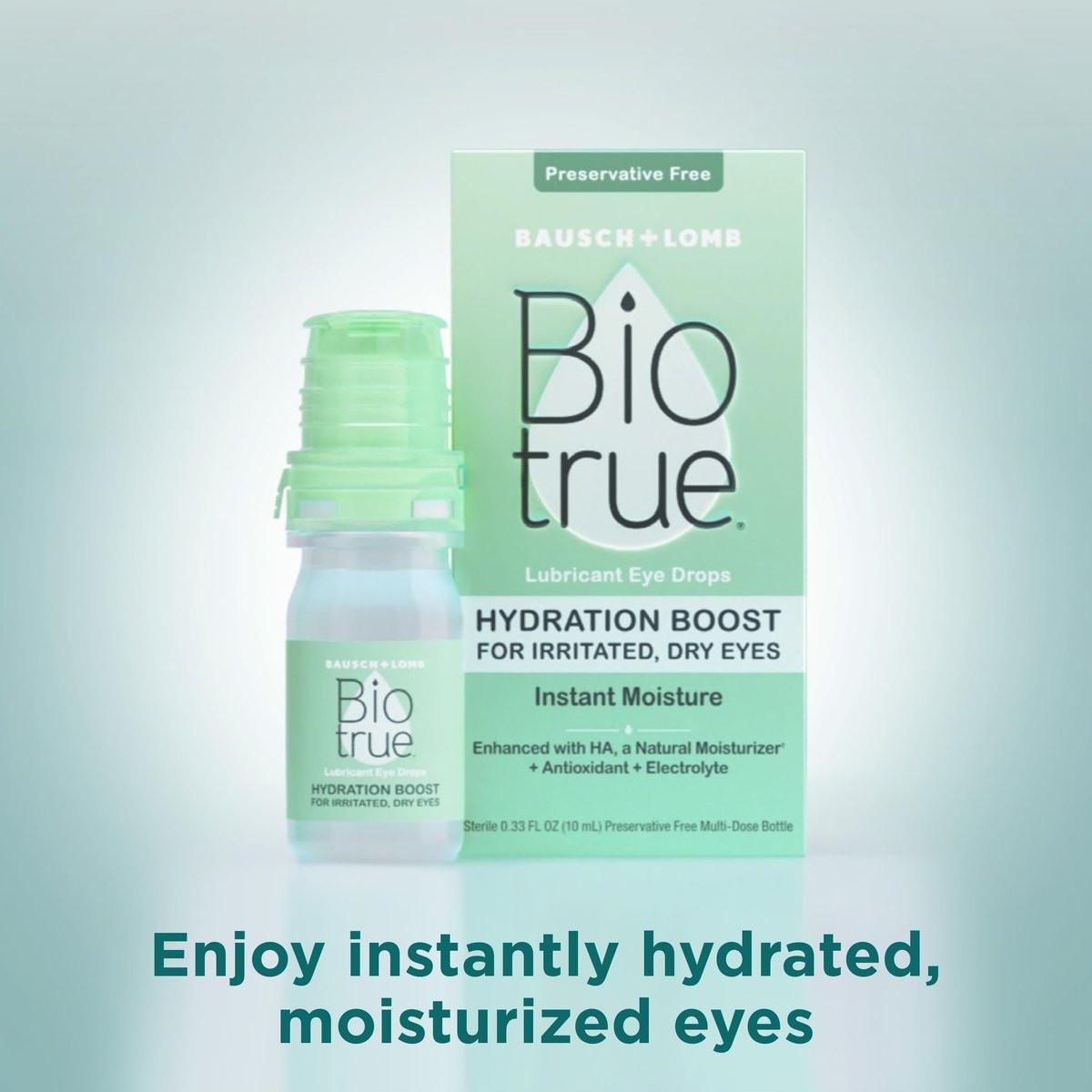 Biotrue Hydration Boost – Konservierungsmittelfreie Augentropfen für trockene Augen, sofortige Befeuchtung, kontaktlinsengeeignet, 0,33 Fl Oz (1er-Pack)