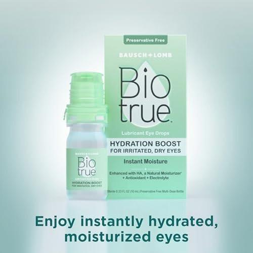 Biotrue Hydration Boost – Konservierungsmittelfreie Augentropfen für trockene Augen, sofortige Befeuchtung, kontaktlinsengeeignet, 0,33 Fl Oz (1er-Pack)