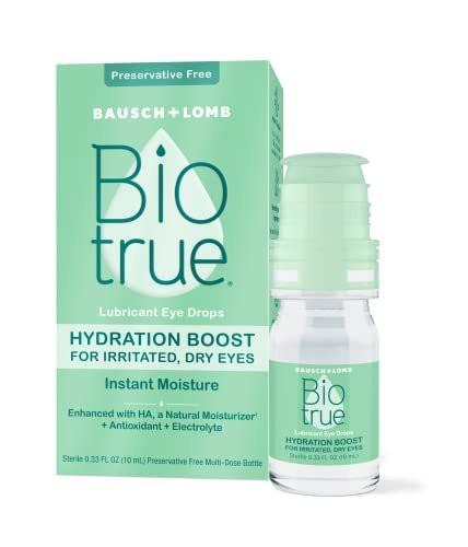 Biotrue Hydration Boost – Konservierungsmittelfreie Augentropfen für trockene Augen, sofortige Befeuchtung, kontaktlinsengeeignet, 0,33 Fl Oz (1er-Pack)