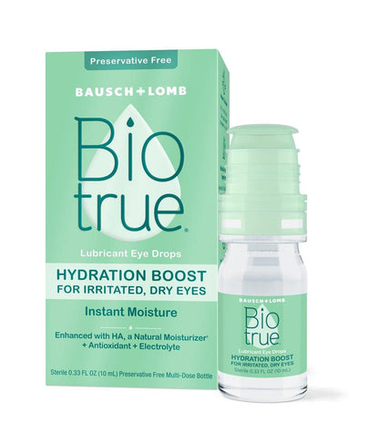 Biotrue Hydration Boost – Konservierungsmittelfreie Augentropfen für trockene Augen, sofortige Befeuchtung, kontaktlinsengeeignet, 0,33 Fl Oz (1er-Pack)