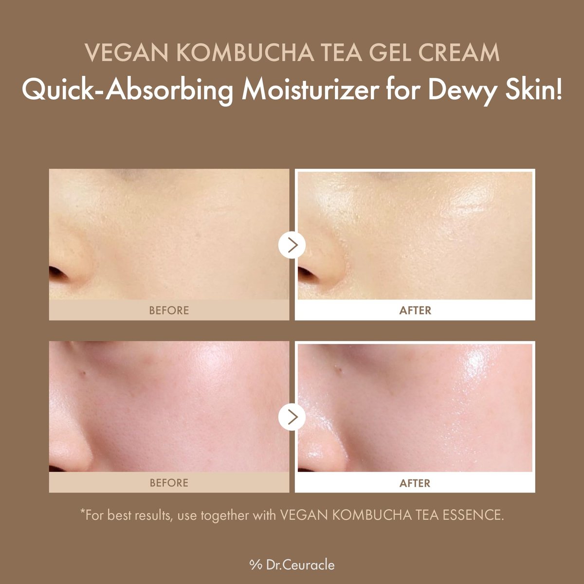 Dr.Ceuracle Vegan Kombucha Tea Gel Cream – Leichte, wasserreiche Feuchtigkeitscreme mit Kombucha-Tee-Extrakt und Sonnenblumenkernöl, Koreanische Hautpflege (75 g / 2,64 oz)