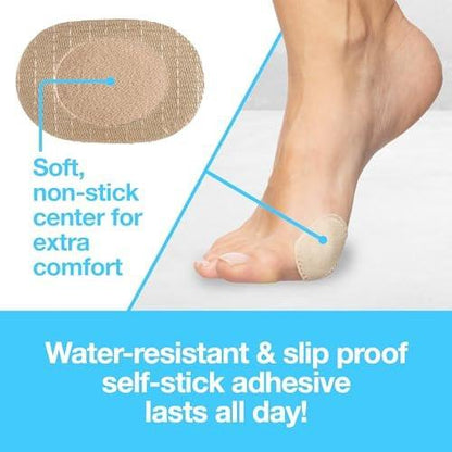 ZenToes Ballenzehenpads zum Tragen mit Schuhen – Wasserdichte, weiche Ballenzehenpolster, atmungsaktive Klebepads für ganztägigen Komfort und Halt, 24 Stück