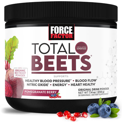 Force Factor Total Beets Drink Mix – Superfood-Pulver mit Nitraten zur Unterstützung von Kreislauf, Durchblutung, Stickoxid, Energie, Ausdauer und Herz-Kreislauf-Gesundheit, 30 Portionen