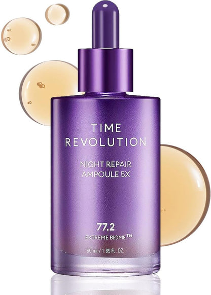 MISSHA Time Revolution Night Repair Face Serum Ampulle (5. Generation) – Nachtpflege mit Probiotika für Revitalisierung und Ausstrahlung, 50 ml