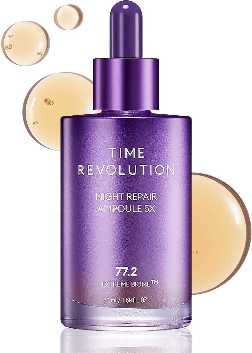 MISSHA Time Revolution Night Repair Face Serum Ampulle (5. Generation) – Nachtpflege mit Probiotika für Revitalisierung und Ausstrahlung, 50 ml