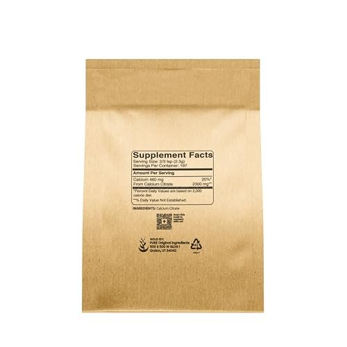 Pure Original Ingredients Calcium Citrat (450g) – Calciumpräparat ohne Zusatzstoffe oder Füllstoffe