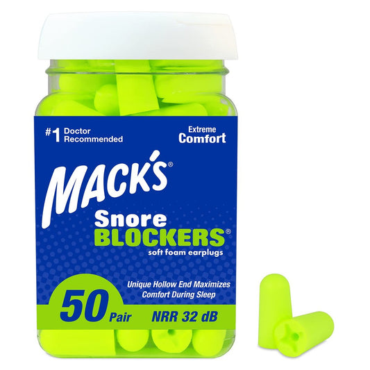 Mack’s Snore Blockers weiche Schaumstoff-Ohrstöpsel, 50 Paar – 32 dB NRR, 37 dB SNR – Bequeme Ohrstöpsel zum Schlafen, gegen Schnarchen, laute Geräusche und auf Reisen