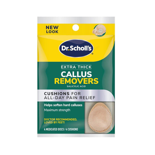 Dr. Scholl's Extra Dicke Hornhautentferner, 4 Stück // Hilft, harte Hornhaut zu erweichen und polstert für ganztägige Schmerzlinderung