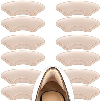 Comfowner 6 Paar Fersenpolster für zu große Schuhe – Memory-Schaum-Einlagen gegen Blasen und Rutschen – Beige