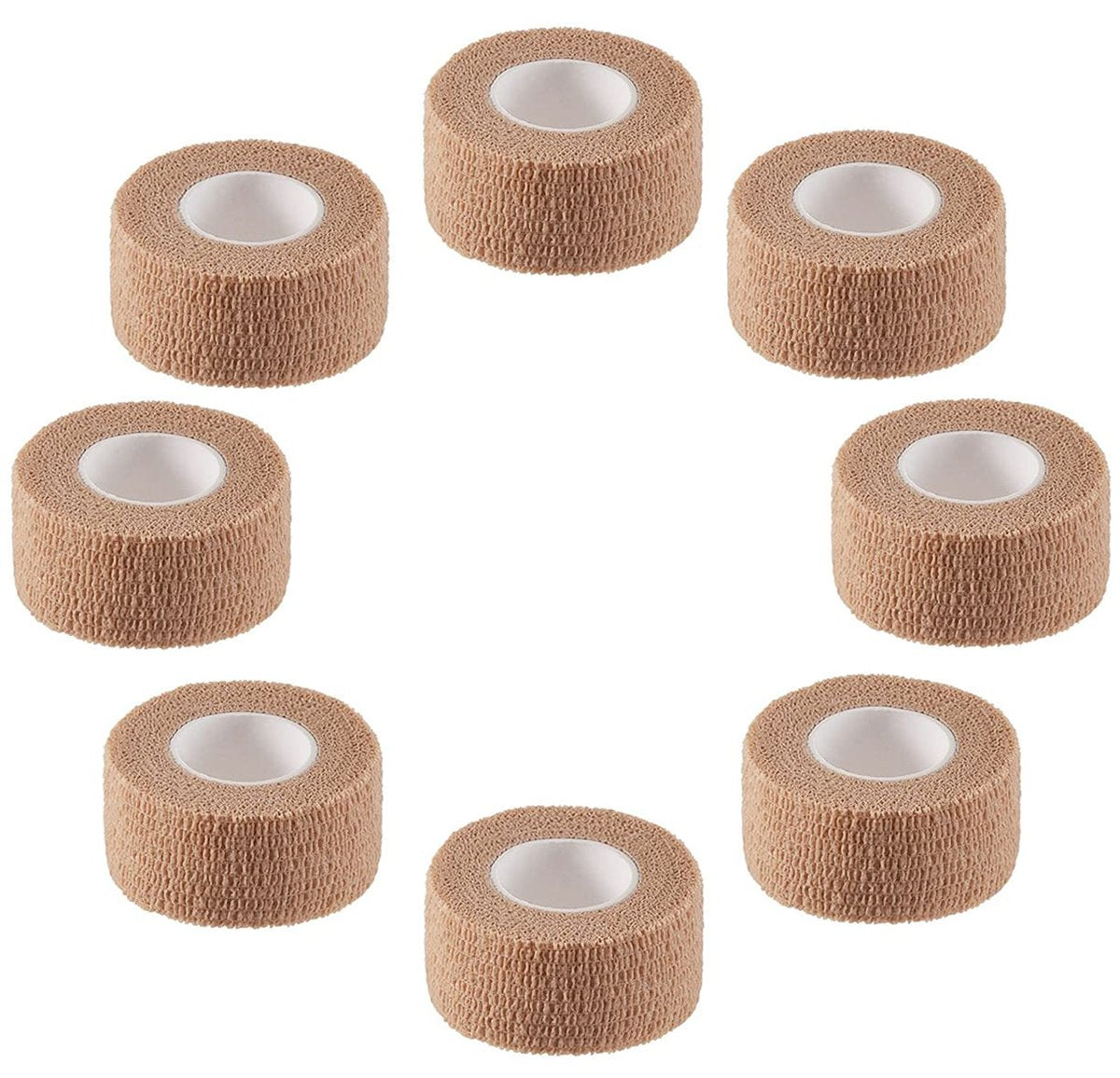 Selbstklebende elastische Bandage - Packung mit 8 Rollen 2,5 cm x 4,5 m dehnbarer selbsthaftender Kohäsionswickelverband Erste-Hilfe-Tape für Sport, Handgelenk, Knöchel (Hautfarben)