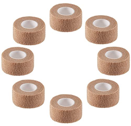 Selbstklebende elastische Bandage - Packung mit 8 Rollen 2,5 cm x 4,5 m dehnbarer selbsthaftender Kohäsionswickelverband Erste-Hilfe-Tape für Sport, Handgelenk, Knöchel (Hautfarben)