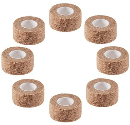 Selbstklebende elastische Bandage - Packung mit 8 Rollen 2,5 cm x 4,5 m dehnbarer selbsthaftender Kohäsionswickelverband Erste-Hilfe-Tape für Sport, Handgelenk, Knöchel (Hautfarben)