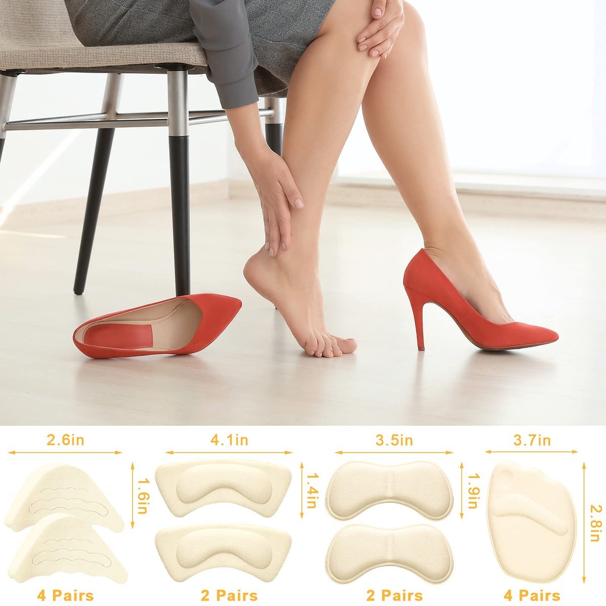 Geyoga 12 Paar Schuhfüller für zu große Schuhe – Fersenpolster, Zeheneinlagen, rutschfeste Einlagen für Damen und Herren, elegantes Design in Schwarz