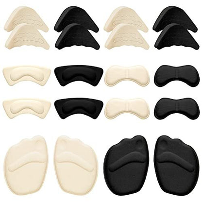 Geyoga 12 Paar Schuhfüller für zu große Schuhe – Fersenpolster, Zeheneinlagen, rutschfeste Einlagen für Damen und Herren, elegantes Design in Schwarz