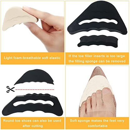 Geyoga 12 Paar Schuhfüller für zu große Schuhe – Fersenpolster, Zeheneinlagen, rutschfeste Einlagen für Damen und Herren, elegantes Design in Schwarz