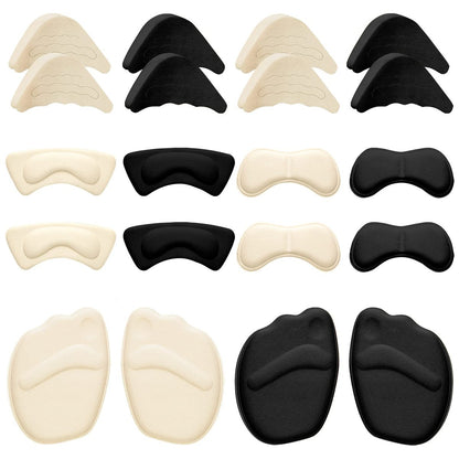 Geyoga 12 Paar Schuhfüller für zu große Schuhe – Fersenpolster, Zeheneinlagen, rutschfeste Einlagen für Damen und Herren, elegantes Design in Schwarz