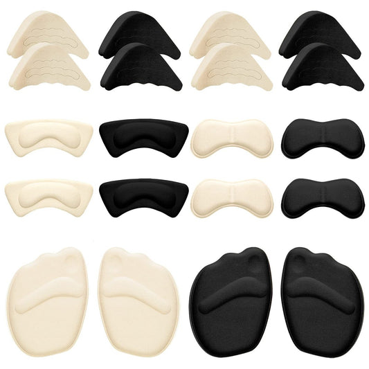 Geyoga 12 Paar Schuhfüller für zu große Schuhe – Fersenpolster, Zeheneinlagen, rutschfeste Einlagen für Damen und Herren, elegantes Design in Schwarz