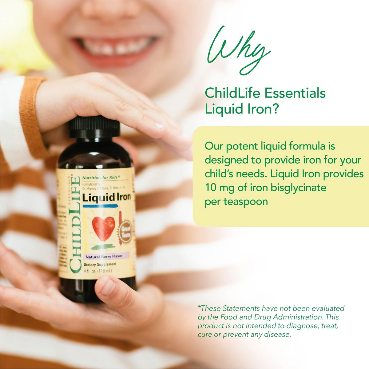 ChildLife Essentials Eisen-Tropfen für Kinder – Flüssiges Eisenpräparat für Babys & Kleinkinder, ohne künstliche Farbstoffe, glutenfrei, natürlicher Beerengeschmack, 118 ml