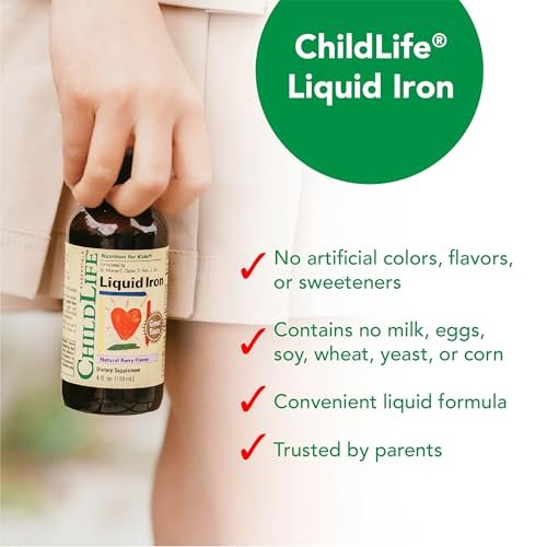 ChildLife Essentials Eisen-Tropfen für Kinder – Flüssiges Eisenpräparat für Babys & Kleinkinder, ohne künstliche Farbstoffe, glutenfrei, natürlicher Beerengeschmack, 118 ml