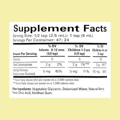 ChildLife Essentials Eisen-Tropfen für Kinder – Flüssiges Eisenpräparat für Babys & Kleinkinder, ohne künstliche Farbstoffe, glutenfrei, natürlicher Beerengeschmack, 118 ml