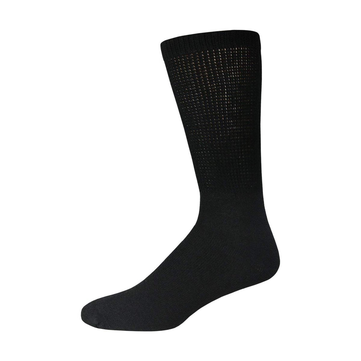 6 Paar Baumwoll-Diabetikersocken, nicht einschnürend, Neuropathie-Socken (Schwarz, Herren Schuhgröße 12-14.5)
