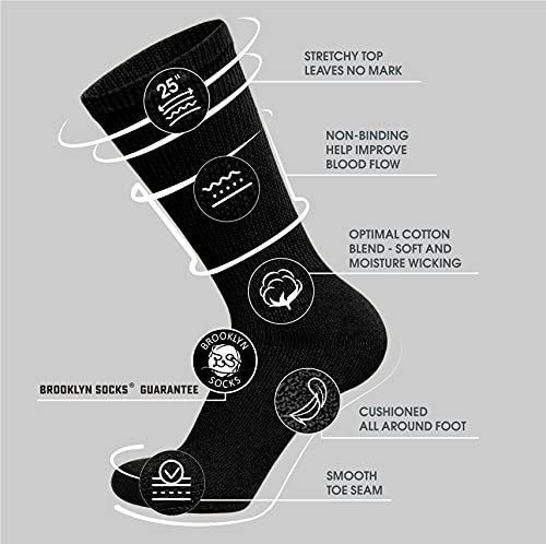 6 Paar Baumwoll-Diabetikersocken, nicht einschnürend, Neuropathie-Socken (Schwarz, Herren Schuhgröße 12-14.5)