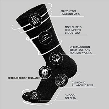 6 Paar Baumwoll-Diabetikersocken, nicht einschnürend, Neuropathie-Socken (Schwarz, Herren Schuhgröße 12-14.5)