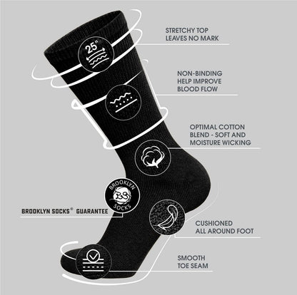6 Paar Baumwoll-Diabetikersocken, nicht einschnürend, Neuropathie-Socken (Schwarz, Herren Schuhgröße 12-14.5)