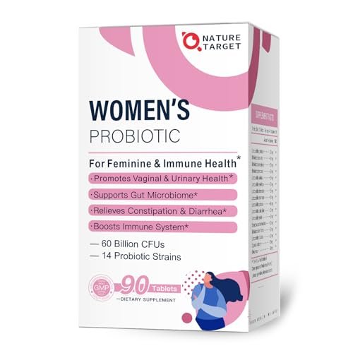 NATURE TARGET Probiotika für Frauen mit Präbiotika, Cranberry und D-Mannose, 60 Milliarden KBE, Weibliches Probiotikum für Verdauungsgesundheit/Darmgesundheit/Immunbooster