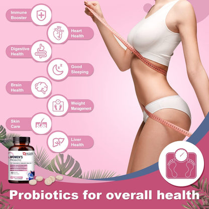 NATURE TARGET Probiotika für Frauen mit Präbiotika, Cranberry und D-Mannose, 60 Milliarden KBE, Weibliches Probiotikum für Verdauungsgesundheit/Darmgesundheit/Immunbooster