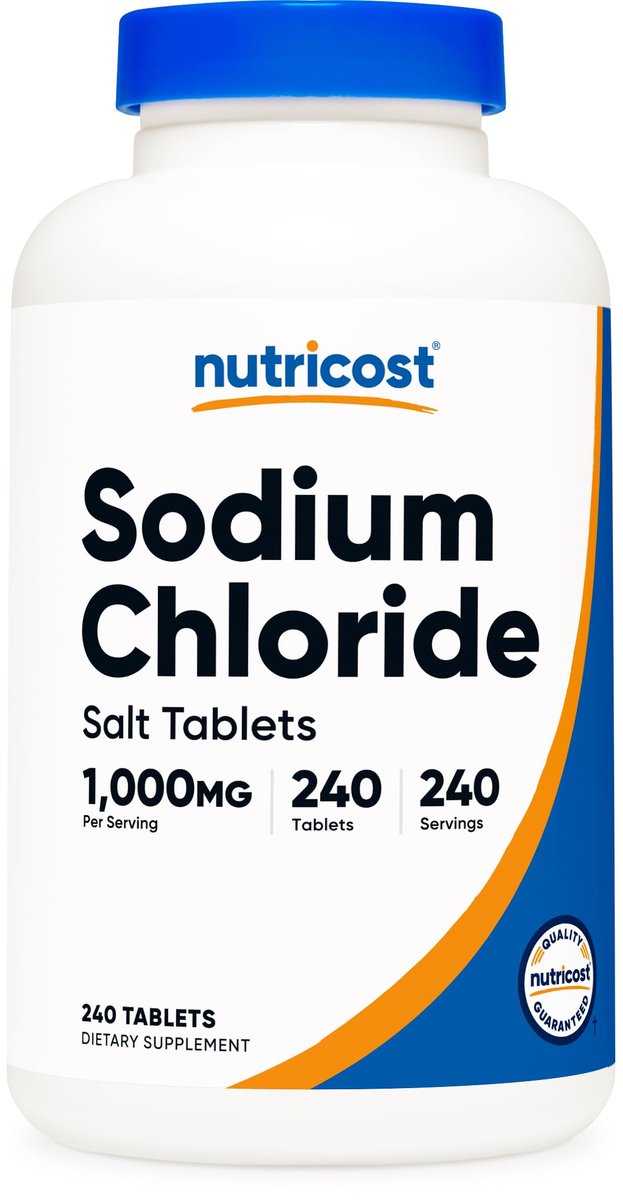 Nutricost Natriumchlorid 1000mg, 240 Tabletten - Salztabletten, Non-GMO, Glutenfrei