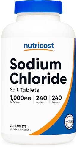 Nutricost Natriumchlorid 1000mg, 240 Tabletten - Salztabletten, Non-GMO, Glutenfrei