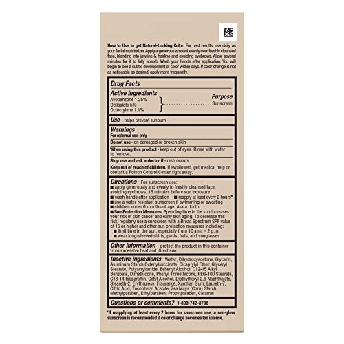 Jergens Natural Glow Tägliche Gesichtsfeuchtigkeitscreme mit Selbstbräuner, Helle bis Mittlere Hauttöne, 59 ml