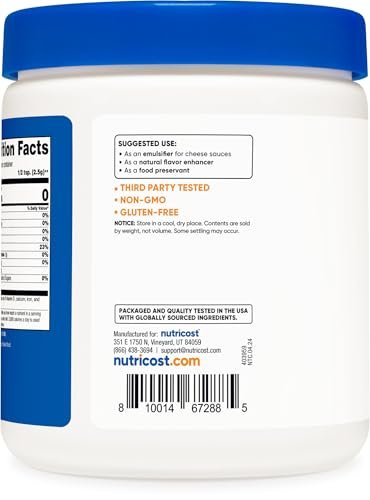 Nutricost Natriumcitrat Pulver 1LB (454g) - Lebensmittelqualität, Nicht-GVO - Emulgator, Natürlicher Geschmacksverstärker, Konservierungsmittel