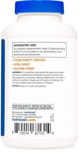 Nutricost L-Prolin 1000mg, 180 Kapseln (90 Portionen) - 500mg pro Kapsel, Non-GMO, Glutenfrei