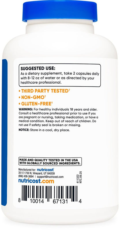 Nutricost L-Prolin 1000mg, 180 Kapseln (90 Portionen) - 500mg pro Kapsel, Non-GMO, Glutenfrei