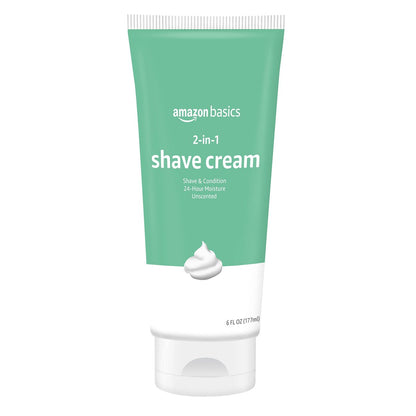 Feuchtigkeitsspendende 2-in-1 Rasiercreme, nicht schäumend, parfümfrei, für empfindliche Haut, mit Sheabutter und Aloe, 6 Fl. Oz., 2er-Pack