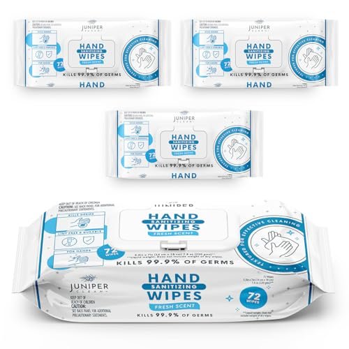 Juniper CLEAN Handdesinfektionstücher, 3er Pack, 216 Tücher, frischer Duft, fusselfrei & reißfest