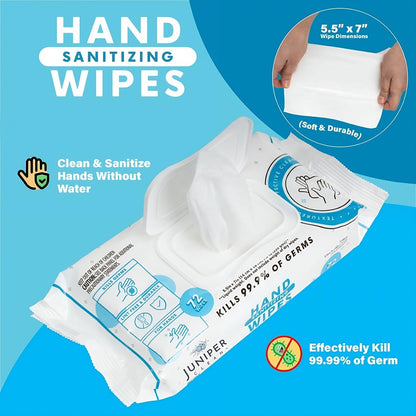 Juniper CLEAN Handdesinfektionstücher, 3er Pack, 216 Tücher, frischer Duft, fusselfrei & reißfest