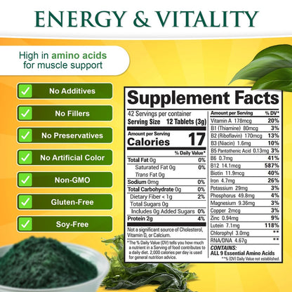 Sunlit Best Chlorella Spirulina Tabletten - Bio USDA, Premium Spirulina & Chlorella Kapseln 500 Stück - Natürliches Superfood mit Enzymen, Chlorophyll & veganem Protein
