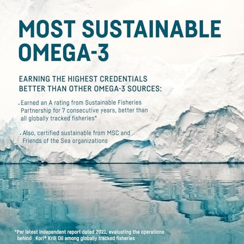 Kori Krill Oil Omega 3 – Hochabsorbierendes Krillöl mit EPA & DHA, 600 mg, 60 Softgels