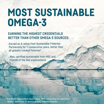 Kori Krill Oil Omega 3 – Hochabsorbierendes Krillöl mit EPA & DHA, 600 mg, 60 Softgels