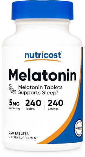 Nutricost Melatonin 5mg, 240 Tabletten - 5mg pro Portion, Non-GMO, Glutenfrei