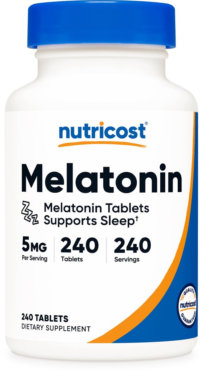 Nutricost Melatonin 5mg, 240 Tabletten - 5mg pro Portion, Non-GMO, Glutenfrei