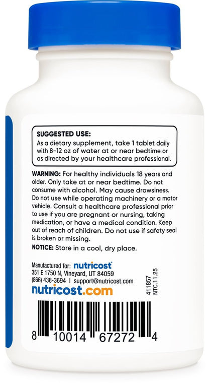 Nutricost Melatonin 5mg, 240 Tabletten - 5mg pro Portion, Non-GMO, Glutenfrei