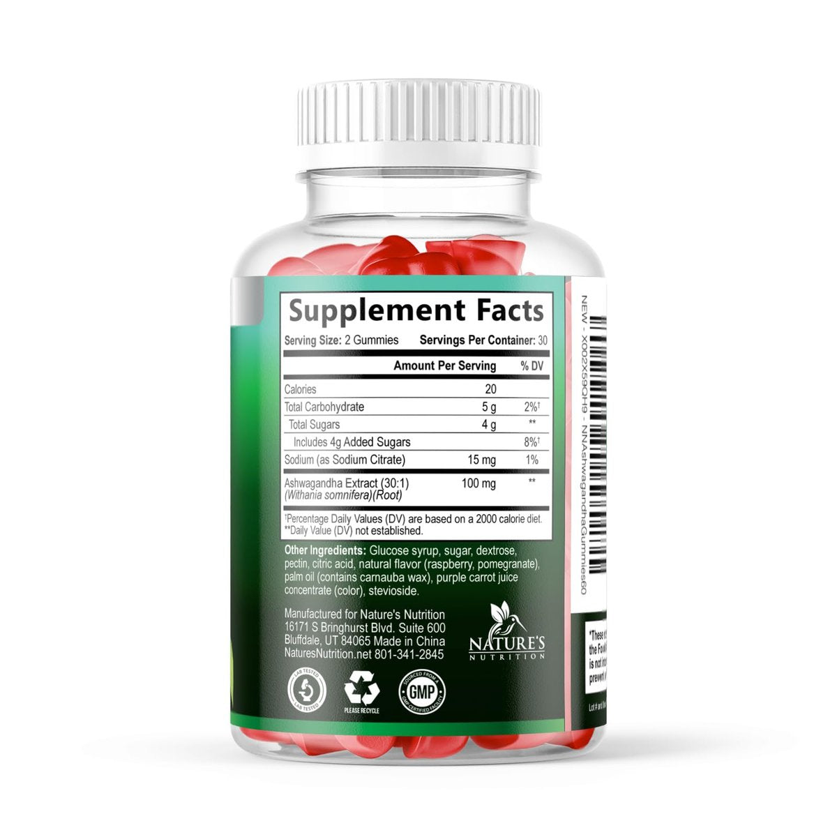 Ashwagandha Gummis – Fortschrittliche Ashwagandha-Gummi-Formel für den täglichen Gebrauch – Natürliche Antioxidans-Unterstützung & Gehirngesundheit – Natürliche Ruhe, Entspannung & Immununterstützung – Beerengeschmack – 60 Gummis