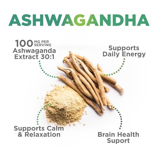 Ashwagandha Gummis – Fortschrittliche Ashwagandha-Gummi-Formel für den täglichen Gebrauch – Natürliche Antioxidans-Unterstützung & Gehirngesundheit – Natürliche Ruhe, Entspannung & Immununterstützung – Beerengeschmack – 60 Gummis
