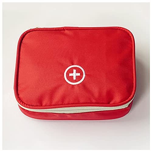 Linsiter Tragbare Leere Erste-Hilfe-Tasche, Mini Reise-Medizinbeutel mit Doppelreißverschluss, Handliche Pillentasche für Zuhause und unterwegs, Rot