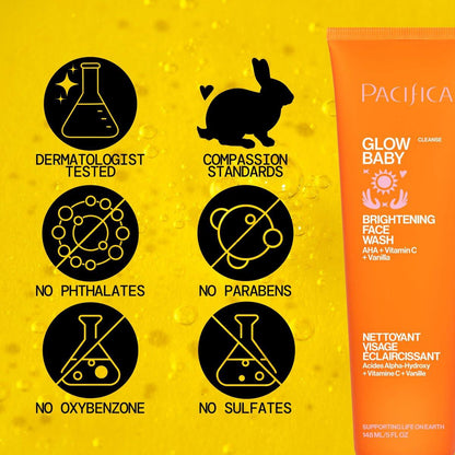 Pacifica Beauty Glow Baby VitaGlow Gesichtslotion und aufhellender Gesichtsreiniger Set, Vitamin C und E, AHA, Peeling, Reiniger, Feuchtigkeitsspender, Vegan, 50 ml und 150 ml (2er Set)